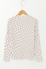 Black and white wavy checkered mesh top - View 17 | TEVQA