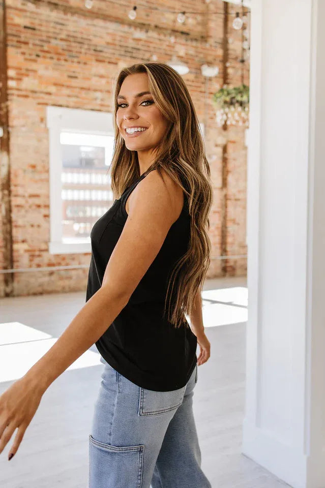 Lambert Olive Green Button-Front Henley Tank Top - View 9 | TEVQA
