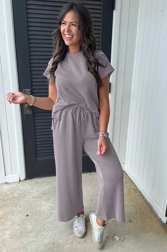 Women's Knit Lounge Set - View 7 | TEVQA