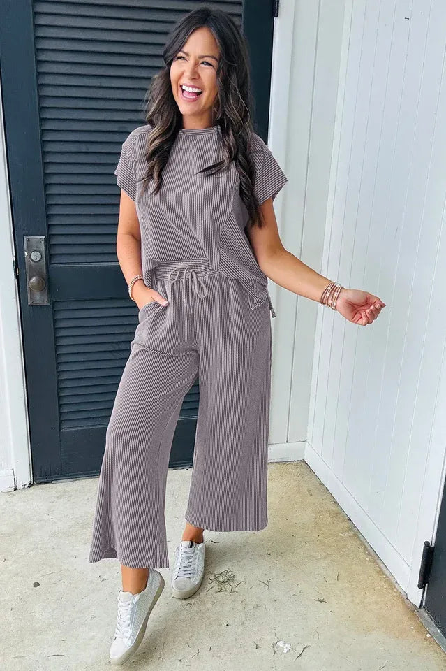 Women's Knit Lounge Set - View 8 | TEVQA