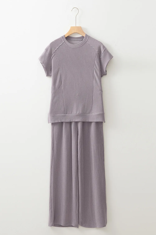 Knit Short Sleeve T Shirt + Pants Set | Dress In Beauty