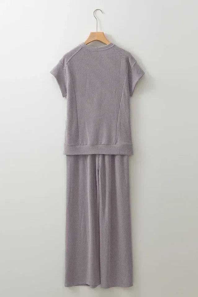 Women's Knit Lounge Set - View 10 | TEVQA