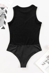 Sleeveless mock neck bodysuit with mesh detail - View 6 | TEVQA