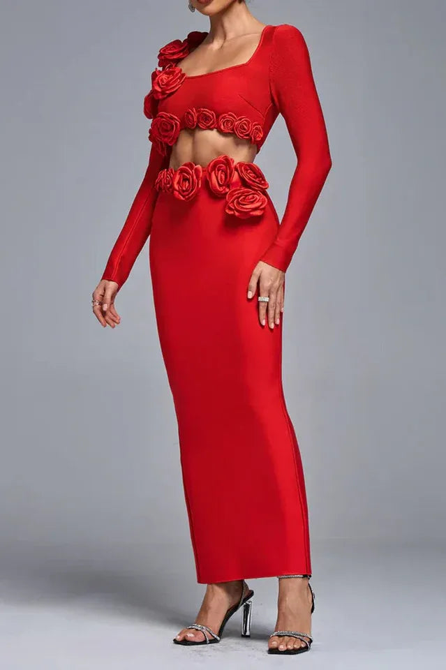 Dellis Flower Bandage Skirt Set - View 9 | TEVQA