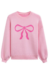 Coquette Aesthetic Bow Graphic Knit Sweater - View 6 | TEVQA