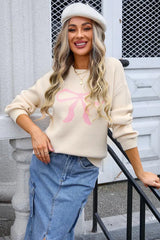Coquette Aesthetic Bow Graphic Knit Sweater - View 16 | TEVQA