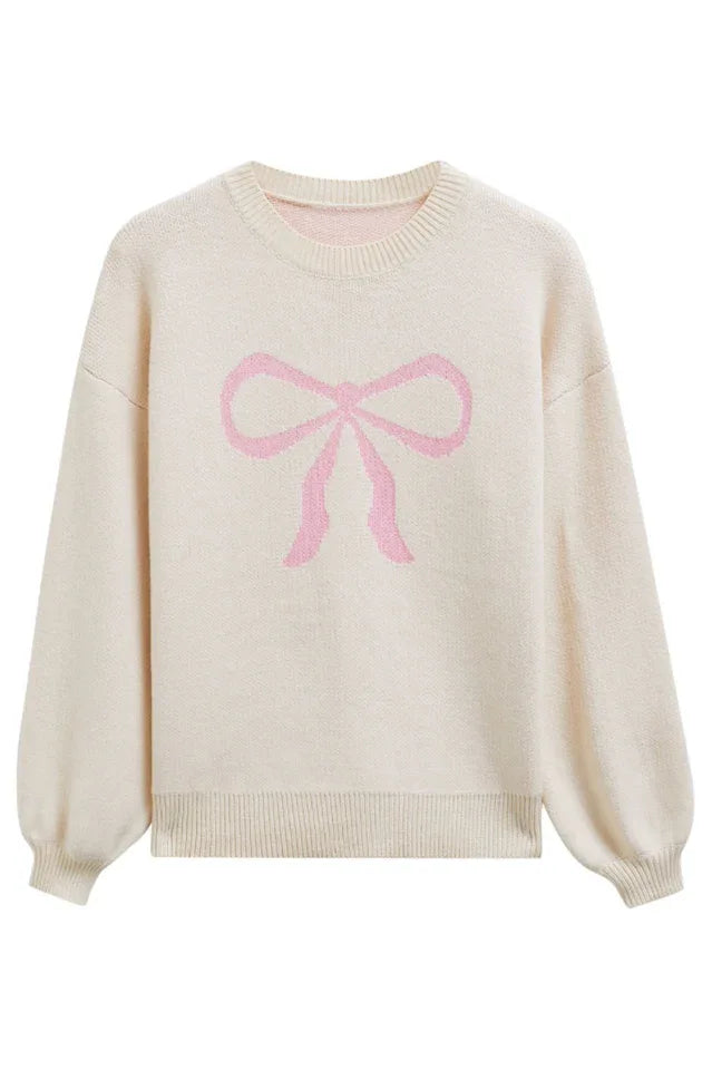 Coquette Aesthetic Bow Graphic Knit Sweater - View 19 | TEVQA