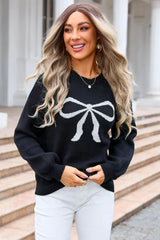Coquette Aesthetic Bow Graphic Knit Sweater - View 20 | TEVQA
