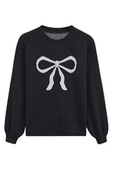 Coquette Aesthetic Bow Graphic Knit Sweater - View 24 | TEVQA