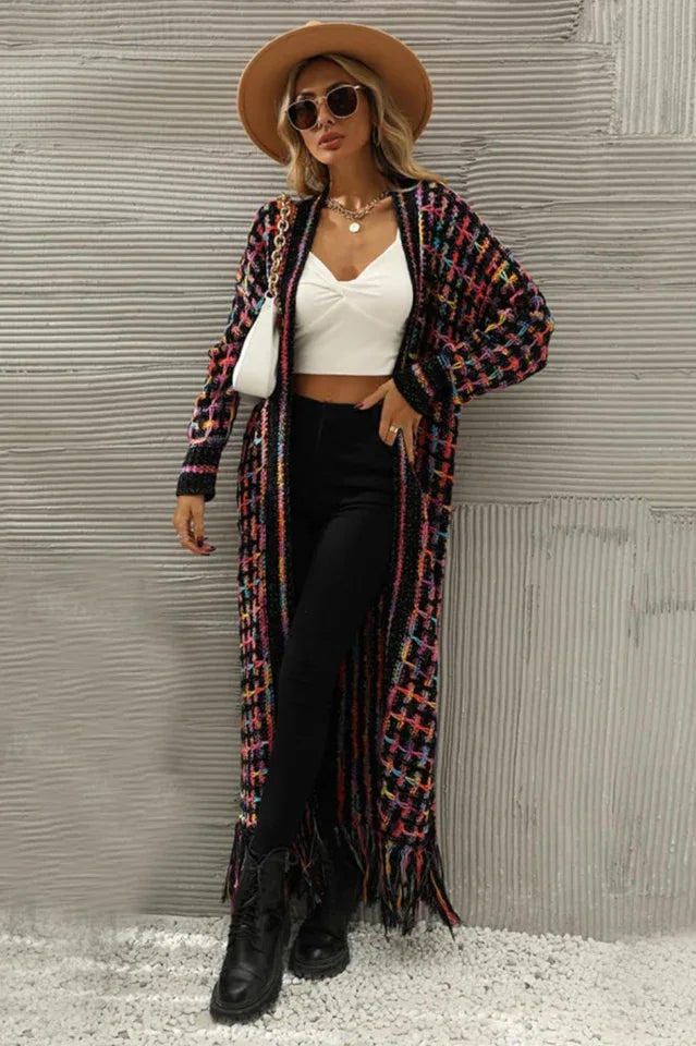 Rainbow Tweed Long Cardigan - View 19 | TEVQA