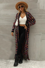 Rainbow Tweed Long Cardigan - View 19 | TEVQA
