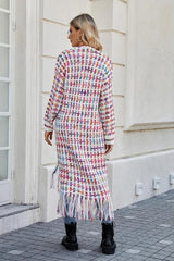 Rainbow Tweed Long Cardigan - View 7 | TEVQA
