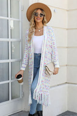 Rainbow Tweed Long Cardigan - View 17 | TEVQA