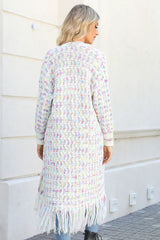 Rainbow Tweed Long Cardigan - View 18 | TEVQA