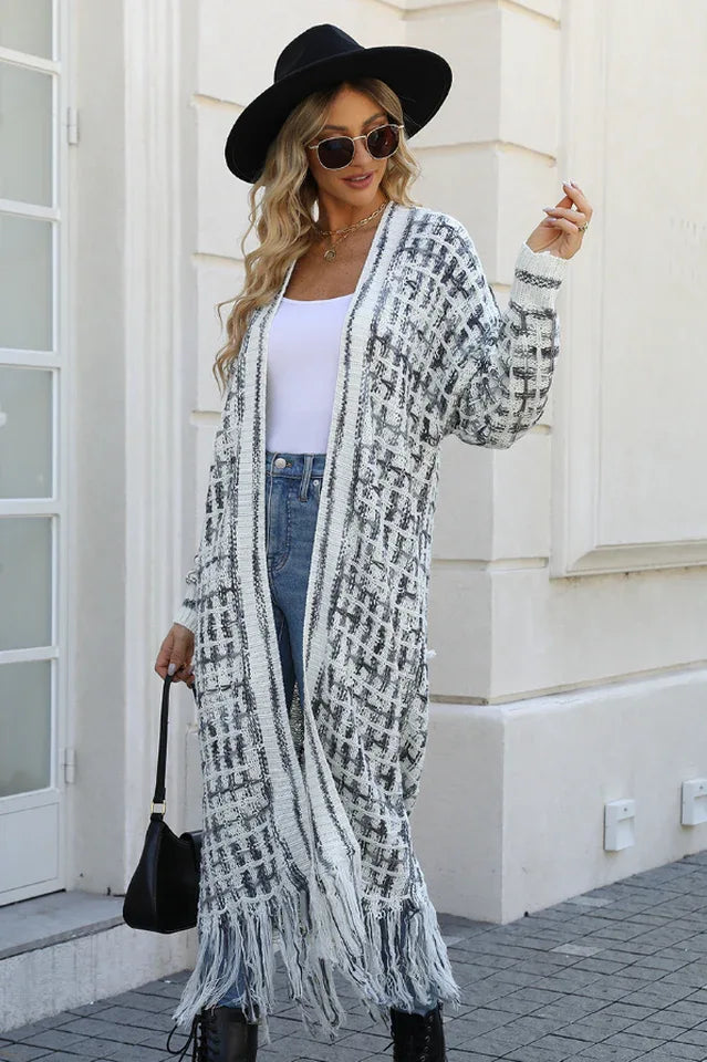 Rainbow Tweed Long Cardigan - View 11 | TEVQA