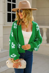 Fuzzy Floral Knit Cardigan - View 25 | TEVQA