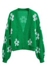 Fuzzy Floral Knit Cardigan - View 26 | TEVQA