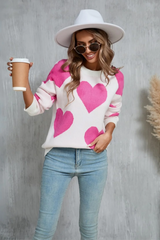 Mega Love Heart Prints Knit Sweater | Dress In Beauty