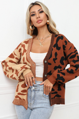 Janelle Leopard Button Up Knit Cardigan | Dress In Beauty