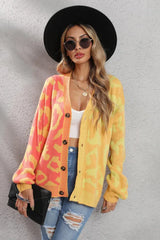 Wild Instincts Two-Tone Leopard Print Spliced Button-Down Cardigan - TEVQA