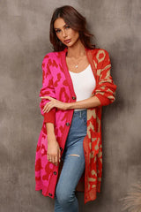 Vibrant Color-Block Leopard Cardigan - TEVQA