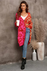 Vibrant Color-Block Leopard Cardigan - TEVQA