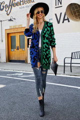 Vibrant Color-Block Leopard Cardigan - TEVQA
