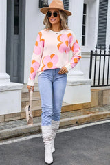 Bloom Oversized Floral Knit Sweater - TEVQA