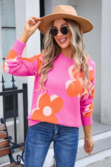 Bloom Oversized Floral Knit Sweater - TEVQA