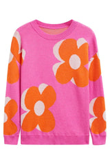 Bloom Oversized Floral Knit Sweater - TEVQA