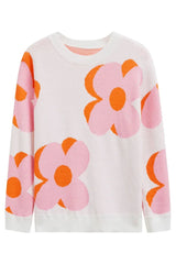 Bloom Oversized Floral Knit Sweater - TEVQA