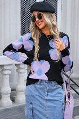 Bloom Oversized Floral Knit Sweater - TEVQA
