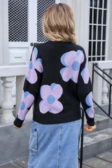 Bloom Oversized Floral Knit Sweater - TEVQA
