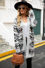 Geometric Print Long Cardigan - View 6 | TEVQA