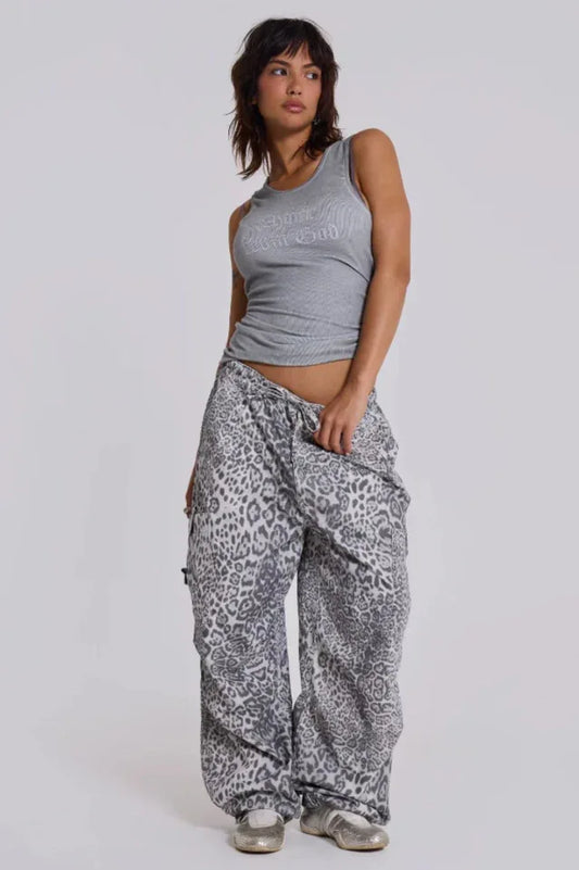 Snow Leopard Parachute Pants - TEVQA