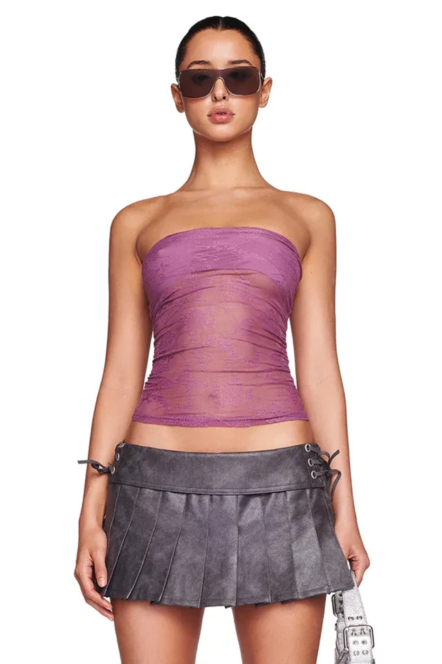 Strapless lace crop top - View 6 | TEVQA