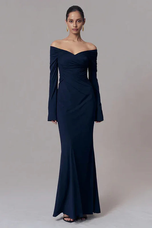 Therese Off Shoulder Ruched Maxi Dress - TEVQA