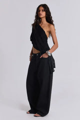Baggy wide leg jeans in light wash slub denim - View 10 | TEVQA