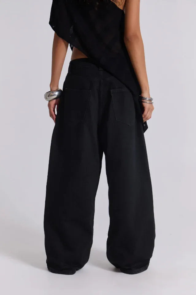 Baggy wide leg jeans in light wash slub denim - View 13 | TEVQA