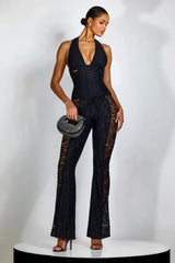 Lace Halter Neck Jumpsuit - View 6 | TEVQA