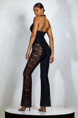 Lace Halter Neck Jumpsuit - View 9 | TEVQA