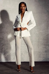 Ossie Pearl Embellished Cutout Blazer Set - TEVQA