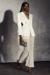 Ossie Pearl Embellished Cutout Blazer Set - TEVQA