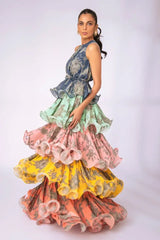 Cynthia Printed Tiered Ruffle Maxi Dress - View 11 | TEVQA