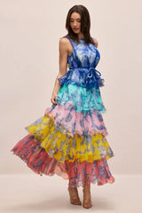 Cynthia Printed Tiered Ruffle Maxi Dress - View 7 | TEVQA