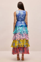 Cynthia Printed Tiered Ruffle Maxi Dress - View 9 | TEVQA