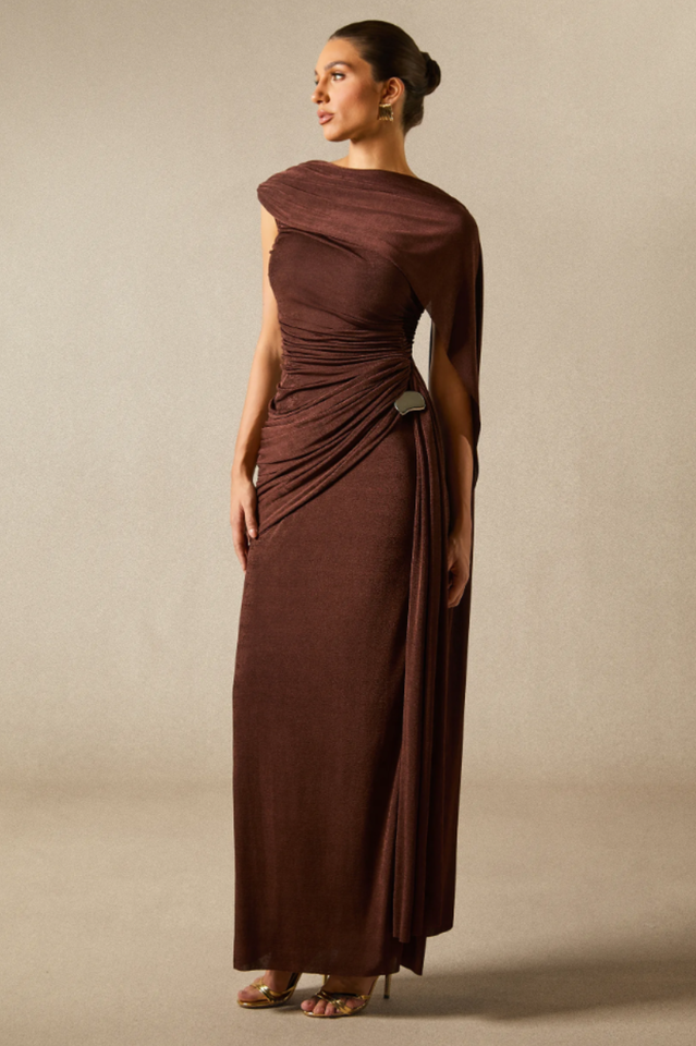 Aubrie Draped Cape Maxi Dress | Dress In Beauty
