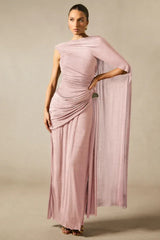 Aubrie Draped Cape Maxi Dress - TEVQA
