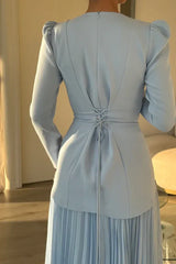 Crystal Embellished Top and Pleated Skirt Set - View 8 | TEVQA