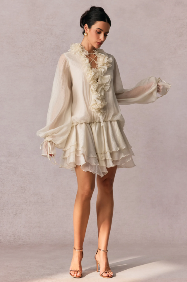 Olive Puff Sleeve Tiered Mini Dress | Dress In Beauty